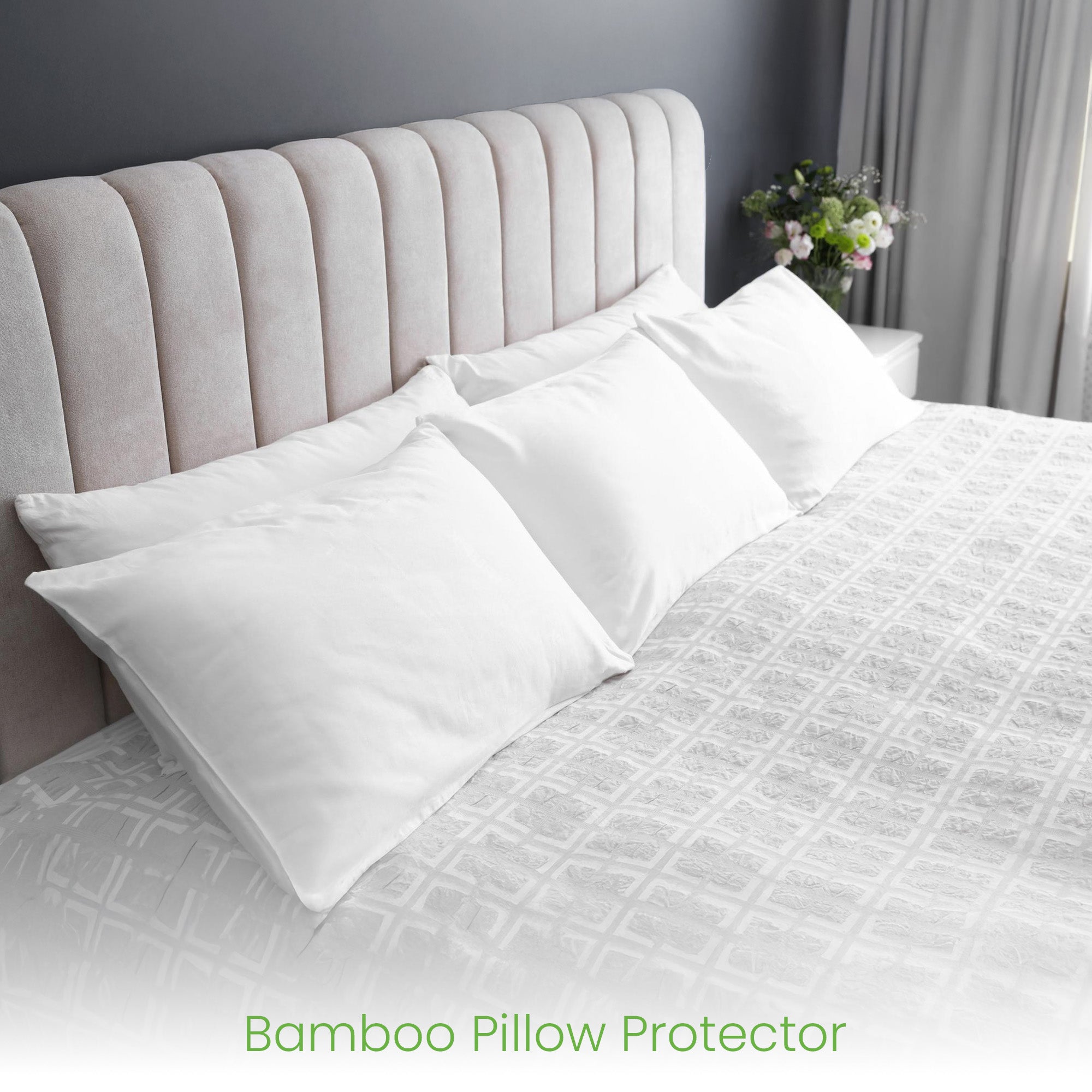 Bamboo Pillow Protectors with Zip Standard Size 48 x 74 cm