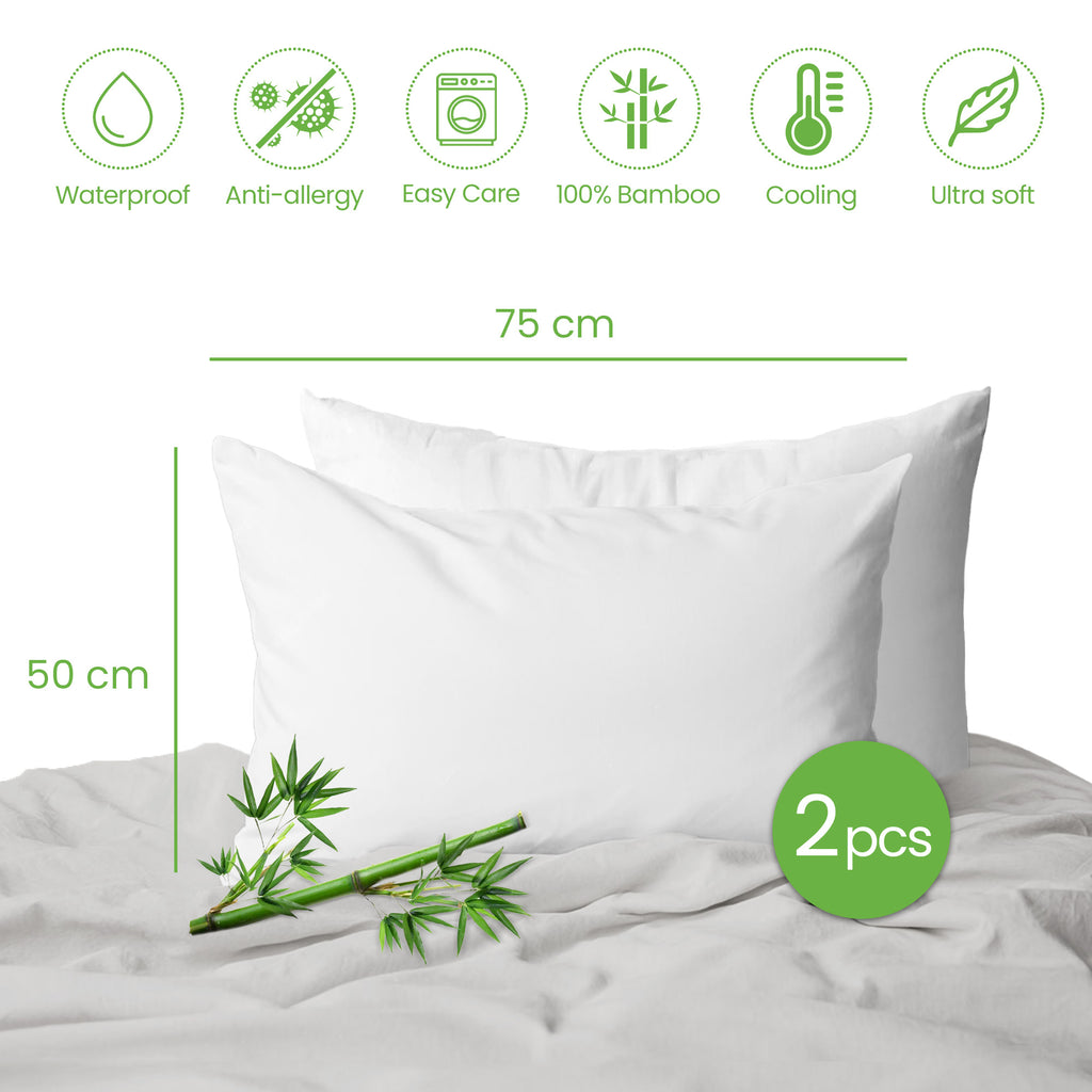 Bamboo Pillow Protectors with Zip Standard Size 50 x 75 cm