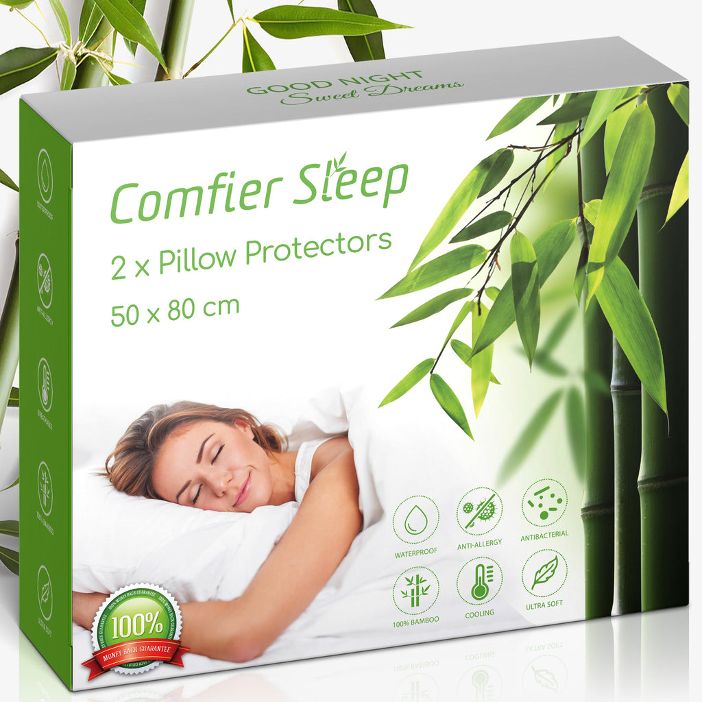 Bamboo Pillow Protectors with Zip Square Size 50 x 80 cm