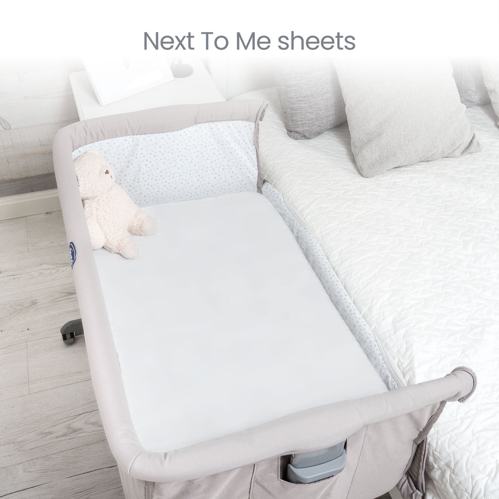 Crib Sheets 50x90cm –  100% Organic Cotton 2 Pack Grey Cozee Bedside Crib Fitted Sheets – Soft Cot Sheets for Breathable Comfort