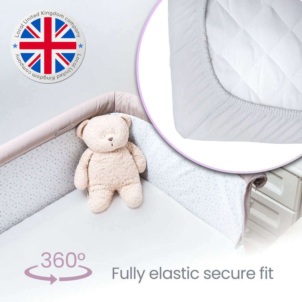 Next To Me Crib Sheets 51x85cm – Award-Winning 2 Pack 100% Organic Cotton Grey Bedside Crib Fitted Sheets – Soft Breathable Tutti Bambini CoZee Fitted Sheets for Daily Use