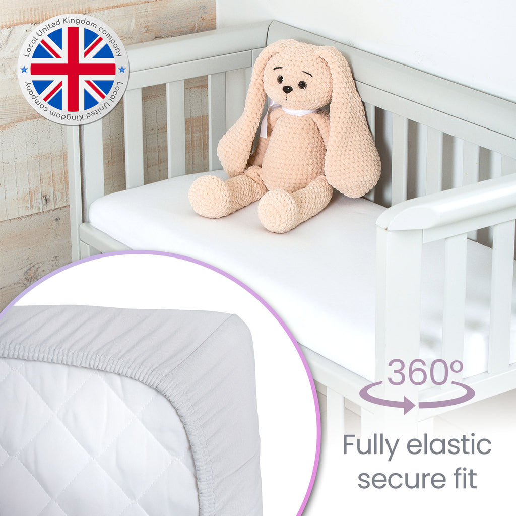 Grey Cot Sheets 120x60 Fitted – 2 Pack Organic Cotton  – Ultra Soft Cot Bed Sheets for Daily Use