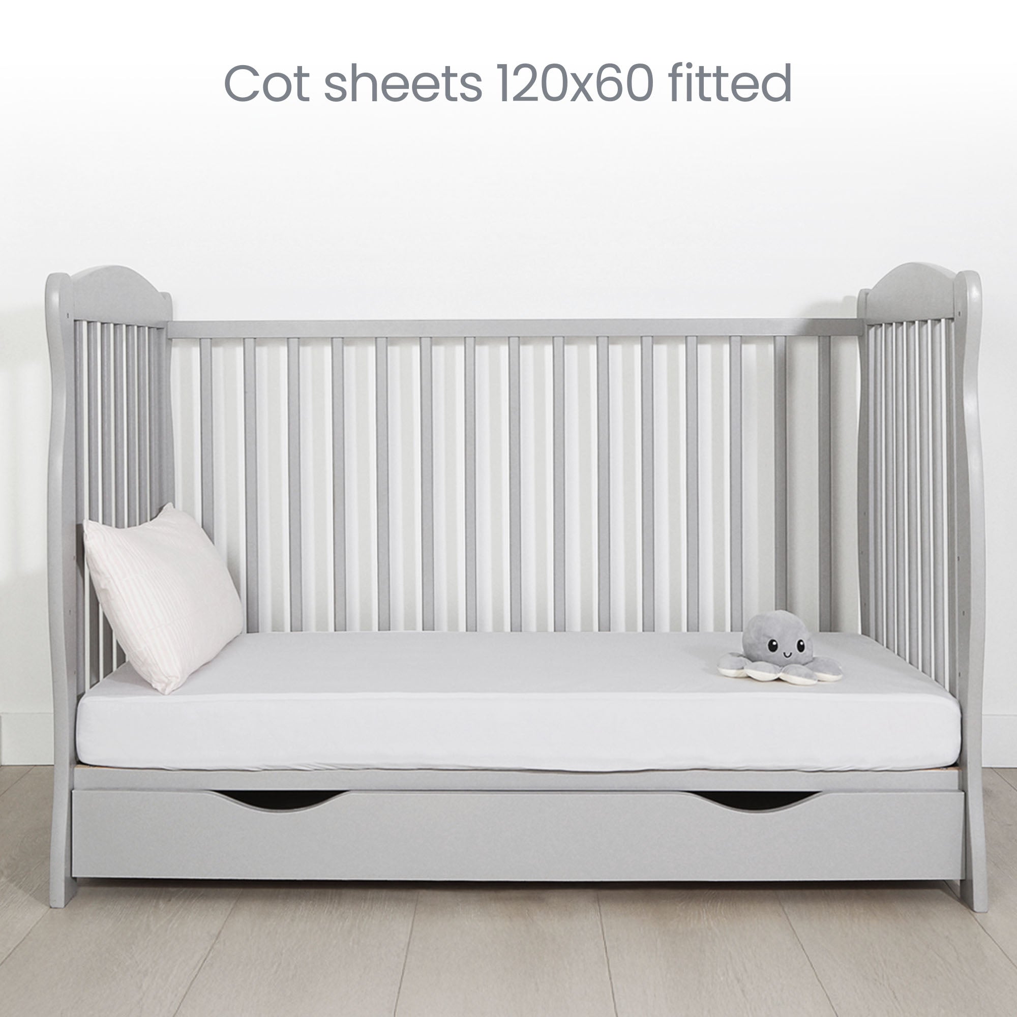 Grey Cot Sheets 120x60 Fitted – 2 Pack Organic Cotton  – Ultra Soft Cot Bed Sheets for Daily Use