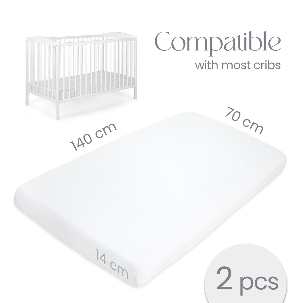 Travel Cot Fitted Sheets 100% Organic Cotton 70 x 140 cm - Set of 2