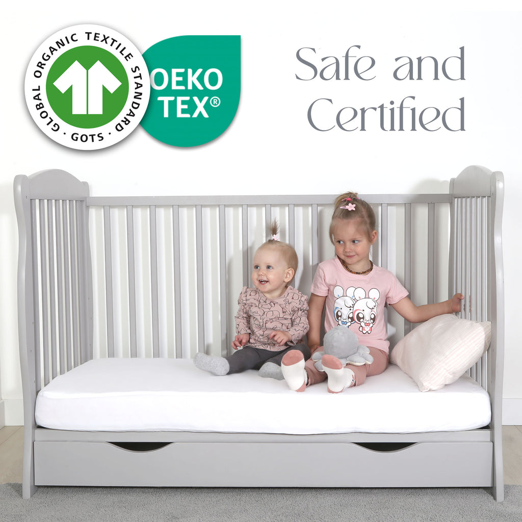 Travel Cot Fitted Sheets 100% Organic Cotton  60 x 120 cm - Set of 2