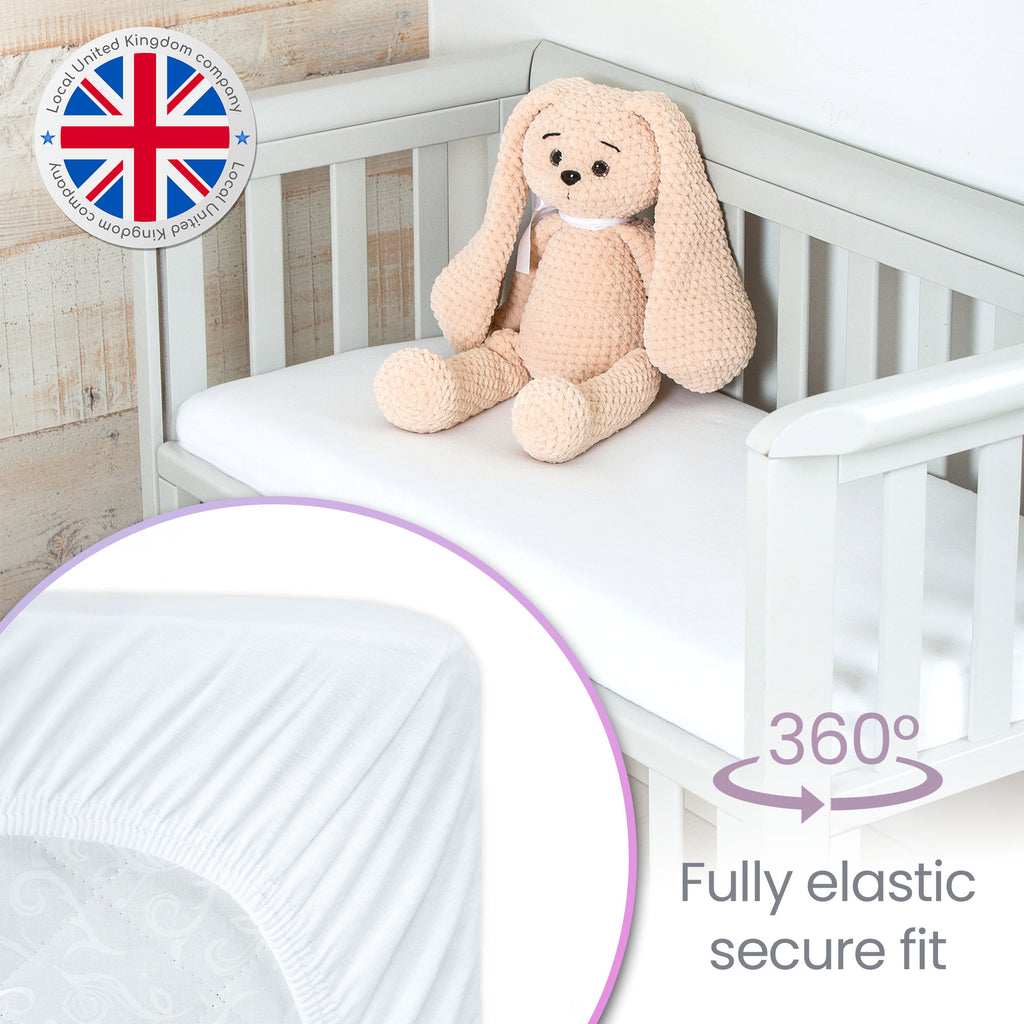 Travel Cot Fitted Sheets 100% Organic Cotton  60 x 120 cm - Set of 2