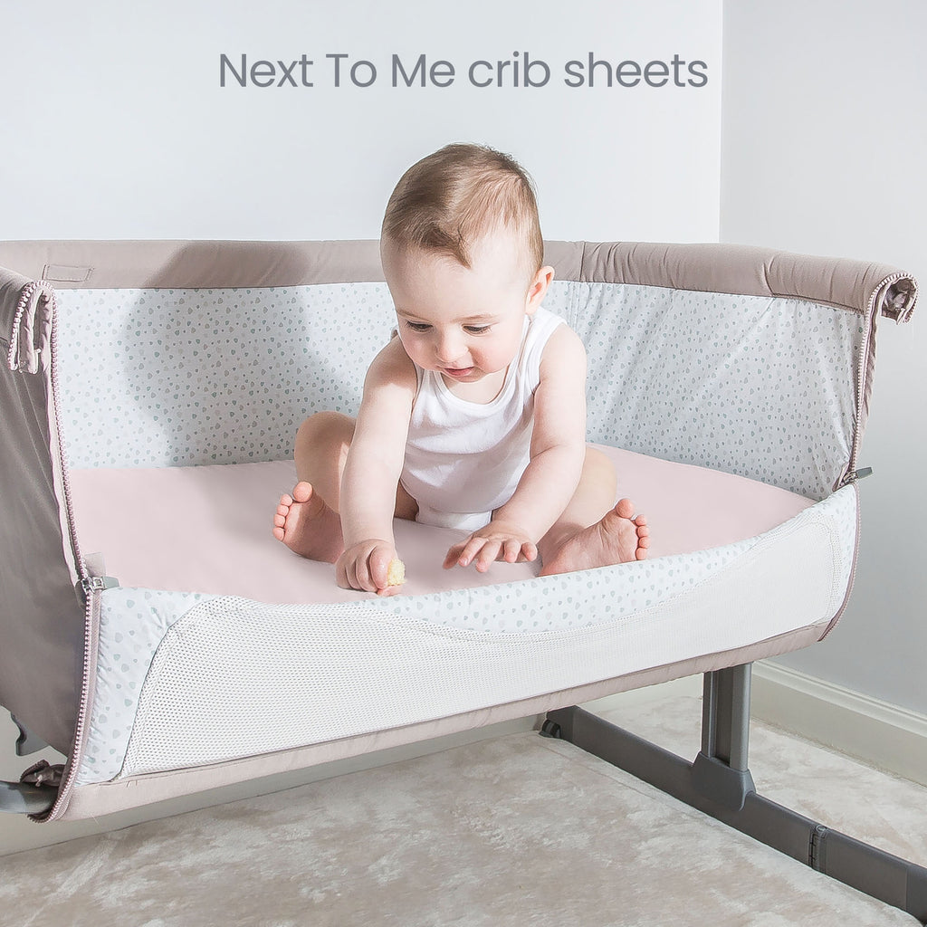 Next To Me Crib Sheets 51x85cm – Award-Winning 2 Pack Organic Cotton Pink Bedside Crib Fitted Sheets – Soft Breathable Tutti Bambini CoZee Fitted Sheets for Daily Use