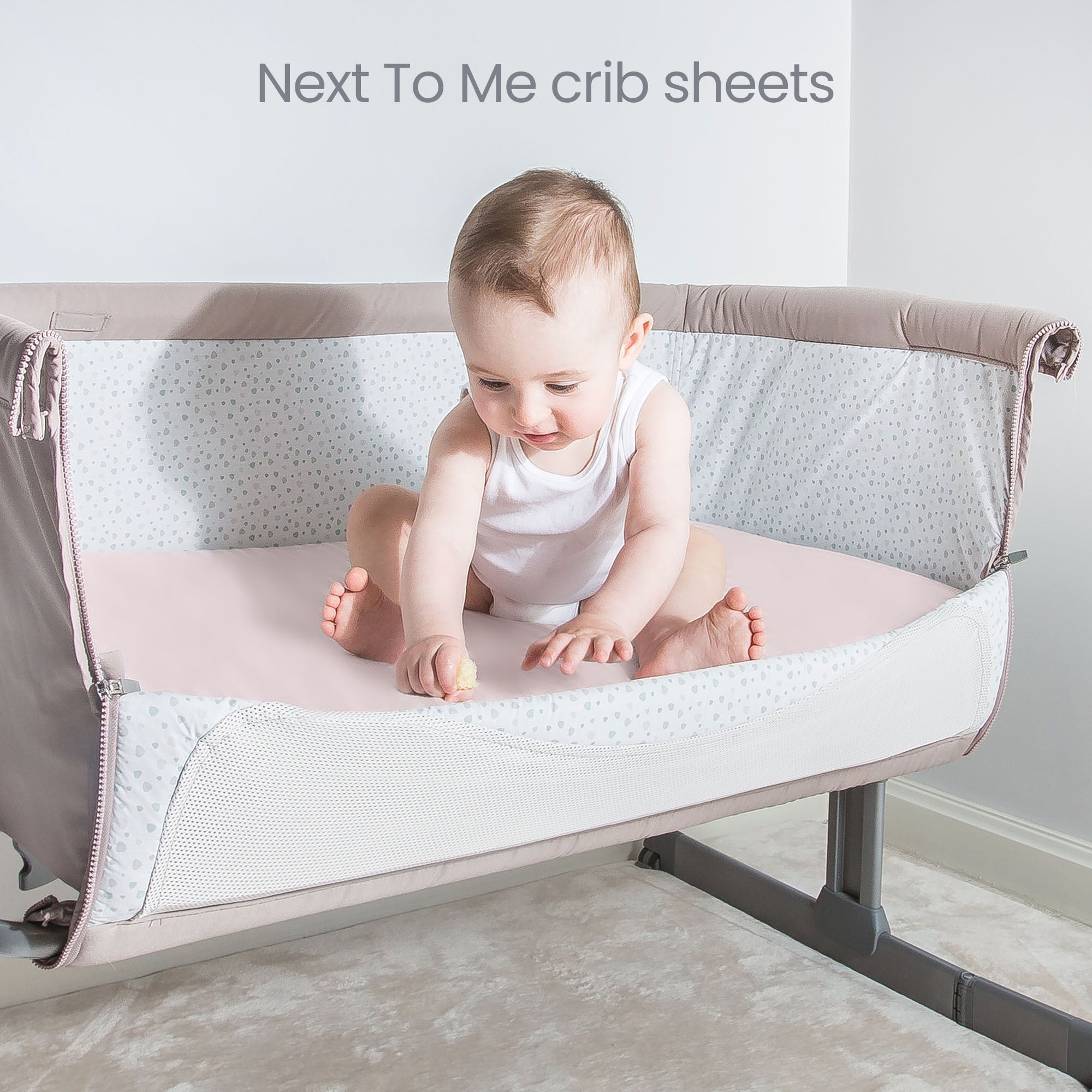 Next To Me Crib Sheets 51x85cm – Award-Winning 2 Pack Organic Cotton Pink Bedside Crib Fitted Sheets – Soft Breathable Tutti Bambini CoZee Fitted Sheets for Daily Use