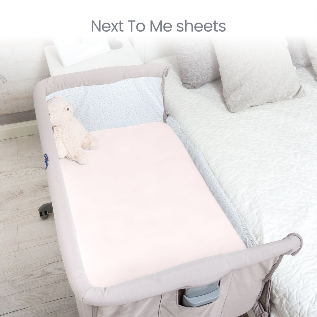 Next To Me Crib Sheets 51x85cm – Award-Winning 2 Pack Organic Cotton Pink Bedside Crib Fitted Sheets – Soft Breathable Tutti Bambini CoZee Fitted Sheets for Daily Use