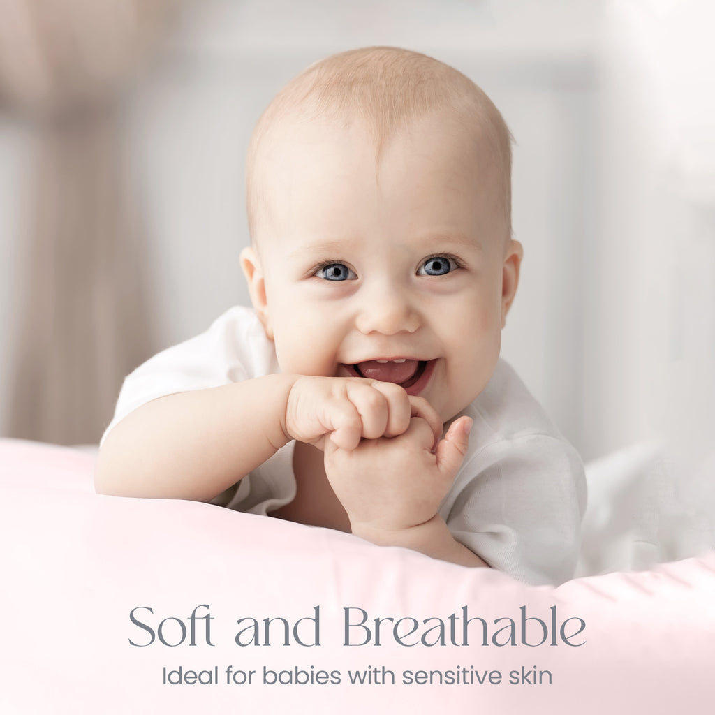 Pink Travel Cot Fitted Sheet  – 2 Pack Organic Cotton Travel Cot Sheets 95x65 cm for Baby Bed – Soft and Stretchy Fit
