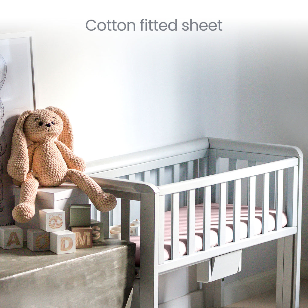 Pink Travel Cot Fitted Sheet  – 2 Pack Organic Cotton Travel Cot Sheets 95x65 cm for Baby Bed – Soft and Stretchy Fit