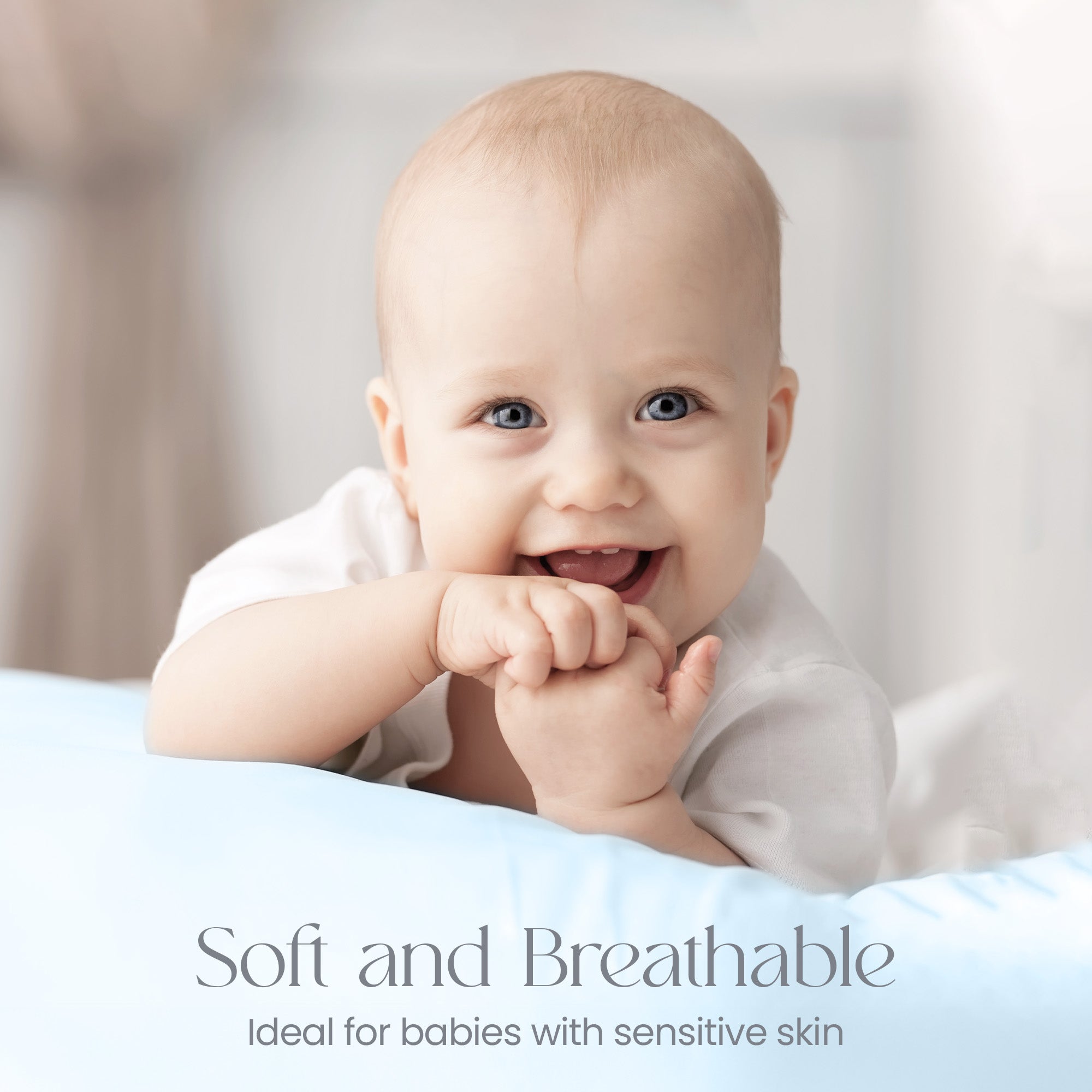 Blue  Travel Cot Sheets 95x65 cm – Organic Cotton Travel Cot Fitted Sheet 2 Pack – Soft Bedding for Next to Me Cot and Travel Mattress