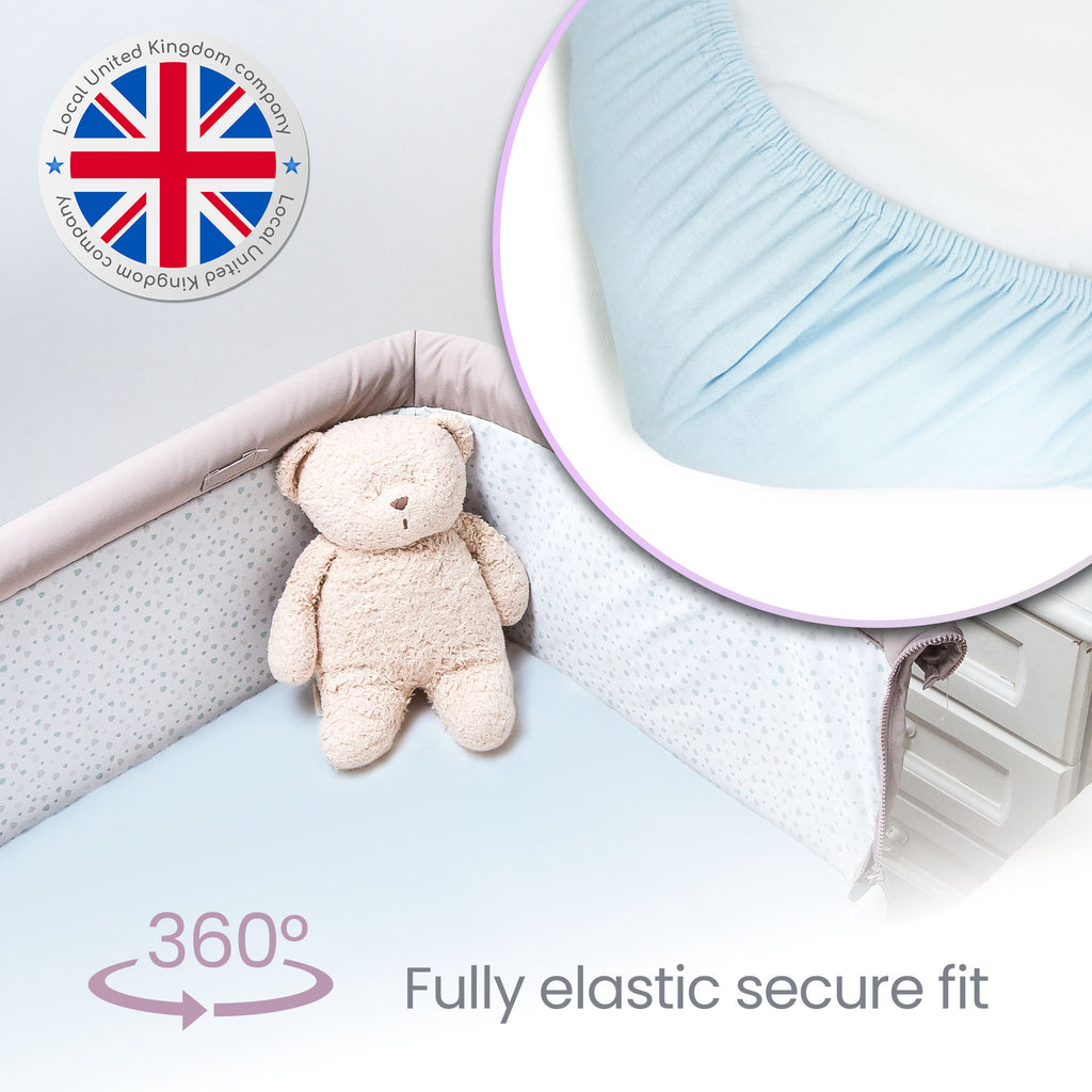 Next To Me Crib Sheets 51x85cm – Award-Winning 2 Pack Organic Cotton Blue Bedside Crib Fitted Sheets – Soft Breathable Tutti Bambini CoZee Fitted Sheets for Daily Use