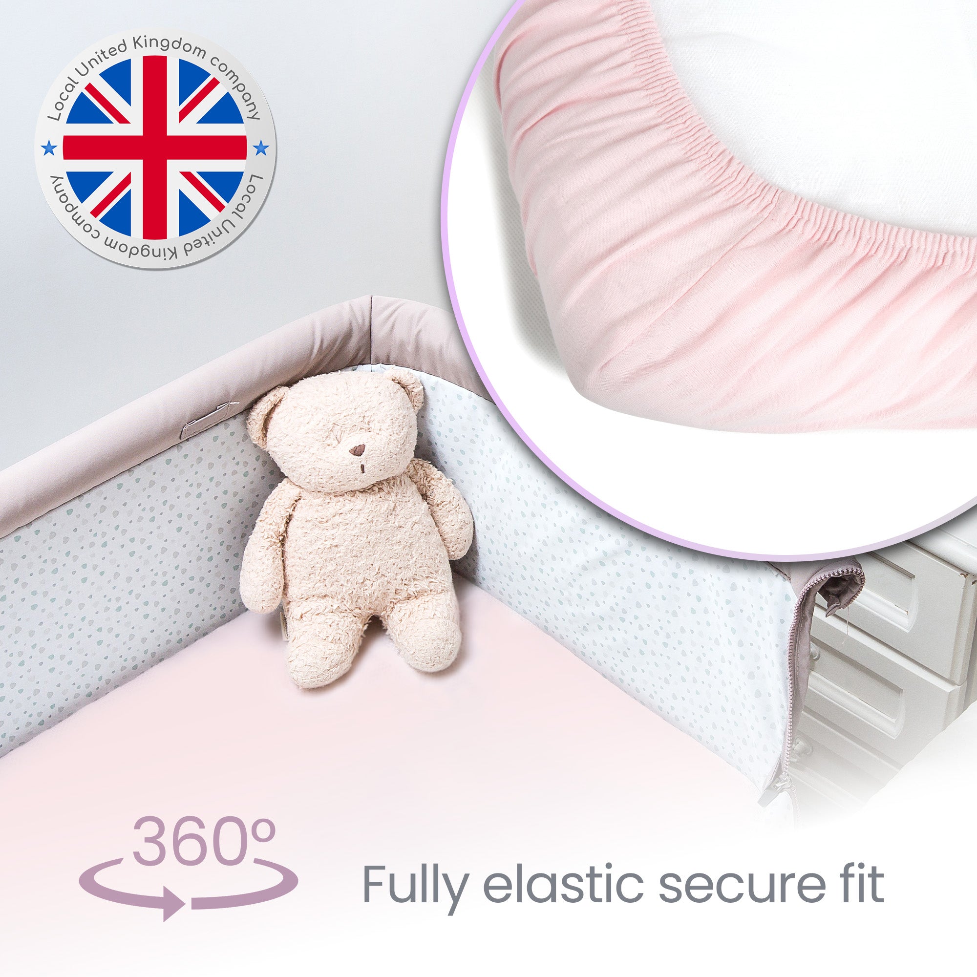 Crib Sheets 50x90cm – Organic Cotton 2 Pack Pink Cozee Bedside Crib Fitted Sheets – Soft Cot Sheets for Breathable Comfort