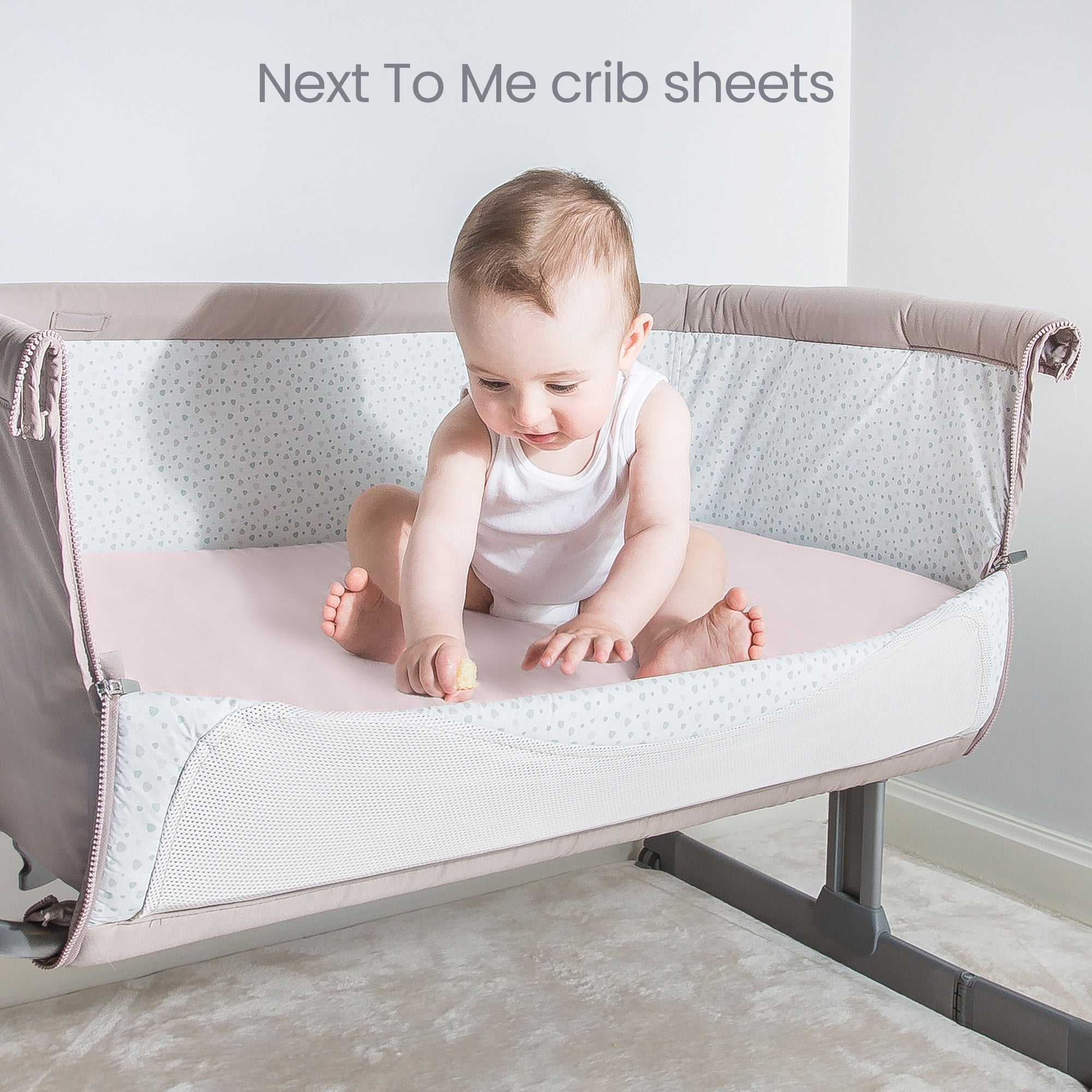 Crib Sheets 50x90cm – Organic Cotton 2 Pack Pink Cozee Bedside Crib Fitted Sheets – Soft Cot Sheets for Breathable Comfort