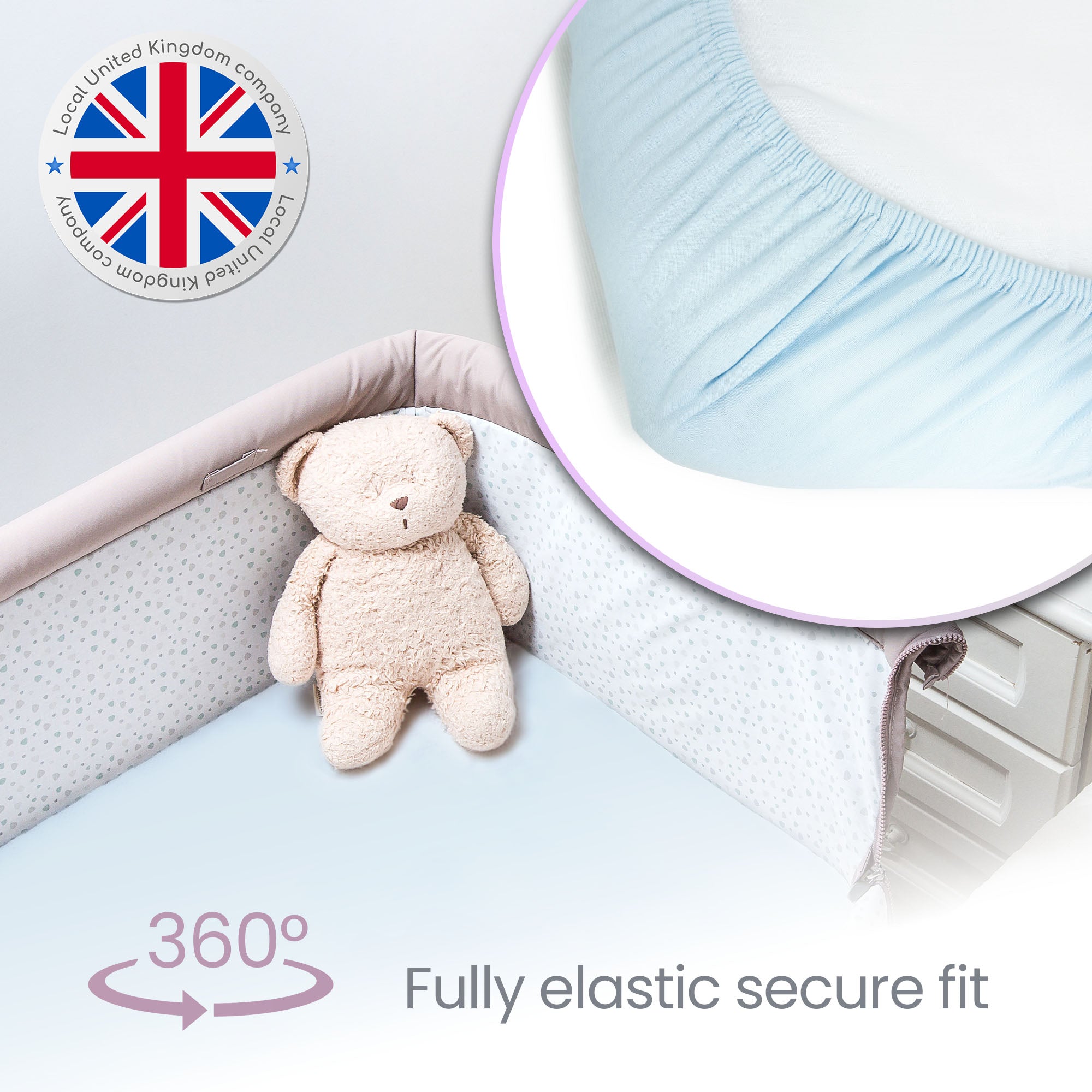 Crib Sheets 50x90cm – Organic Cotton 2 Pack Blue Cozee Bedside Crib Fitted Sheets – Soft Cot Sheets for Breathable Comfort