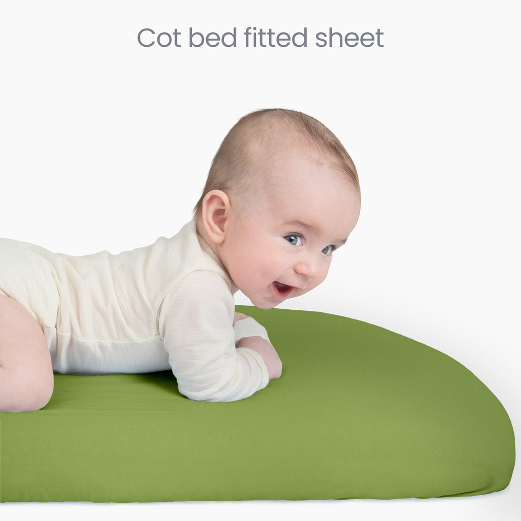 Green Cot Sheets 120x60 Fitted – 2 Pack Organic Cotton Cot Bed Sheets – Soft and Stretchy Baby Bedding