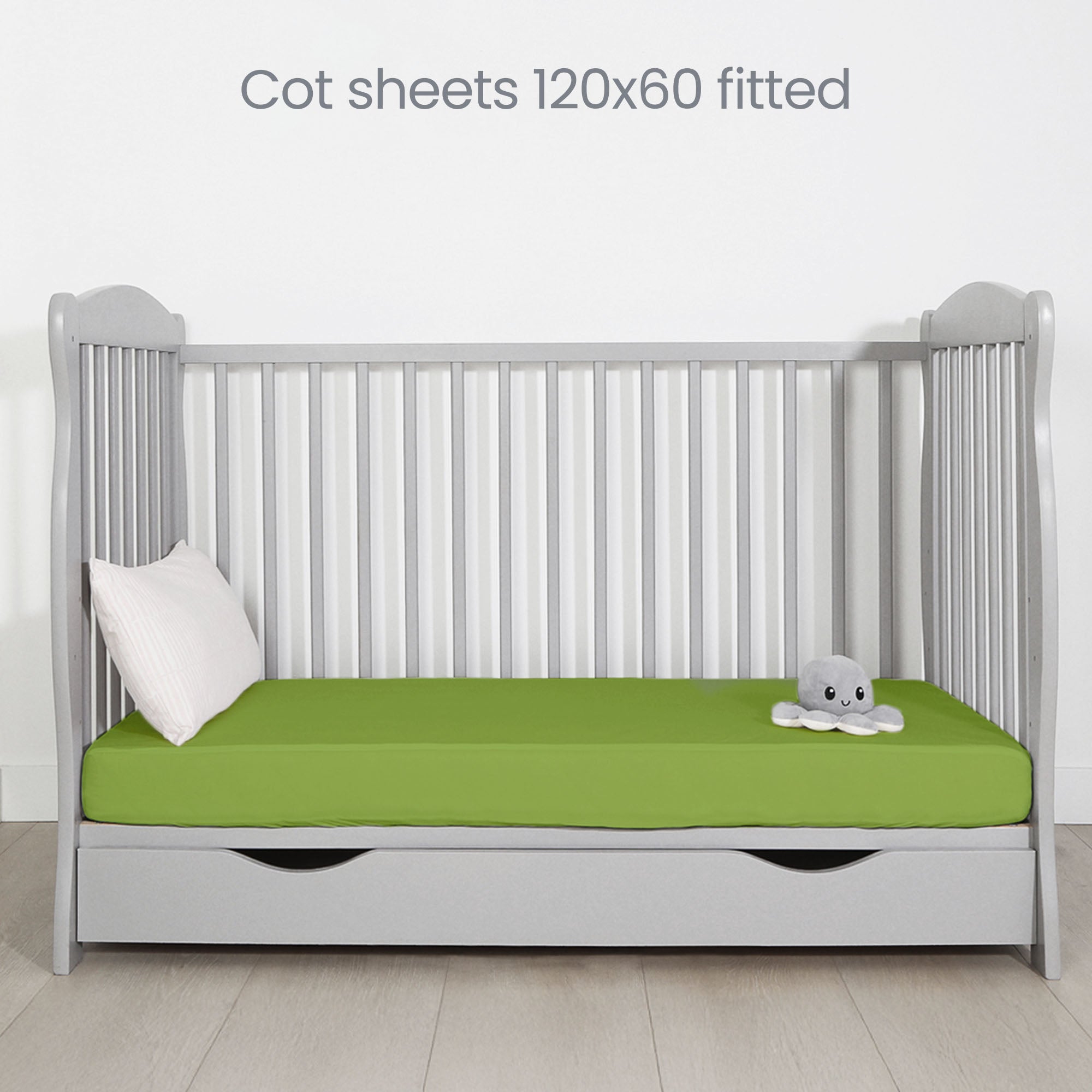 Green Cot Sheets 120x60 Fitted – 2 Pack Organic Cotton Cot Bed Sheets – Soft and Stretchy Baby Bedding