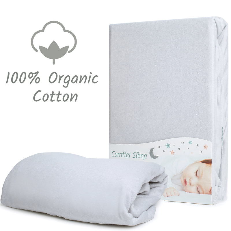 Travel Cot Fitted Sheets 100% Organic Cotton  60 x 120 cm - Set of 2