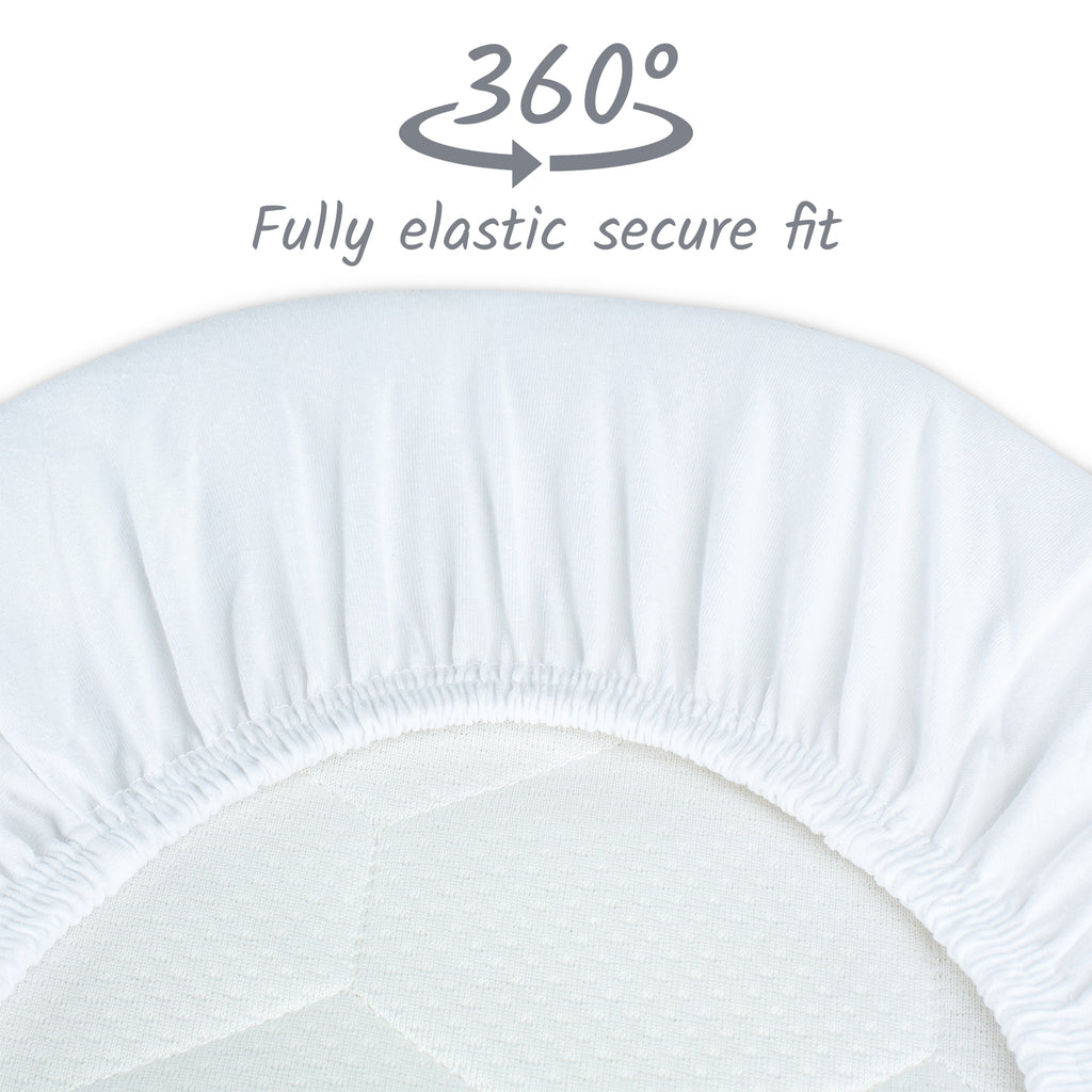 White Moses Basket Sheets 30x76cm – 2 Pack Organic Cotton Soft Pram Sheets Fitted for Baby Bed Comfort