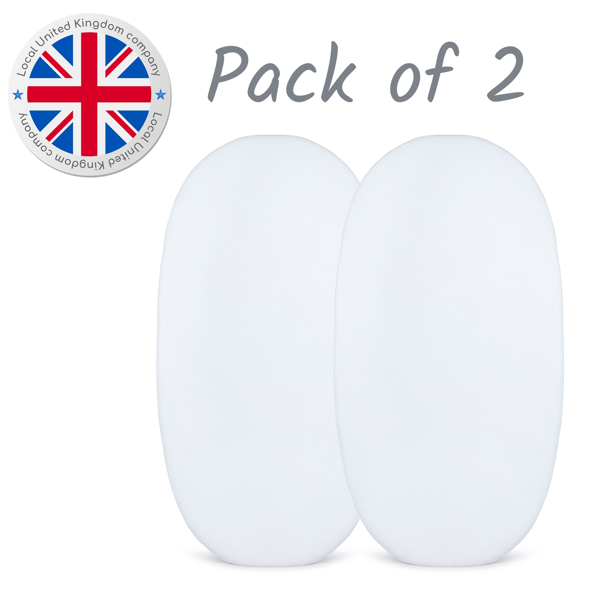 White Moses Basket Sheets 30x76cm – 2 Pack Organic Cotton Soft Pram Sheets Fitted for Baby Bed Comfort